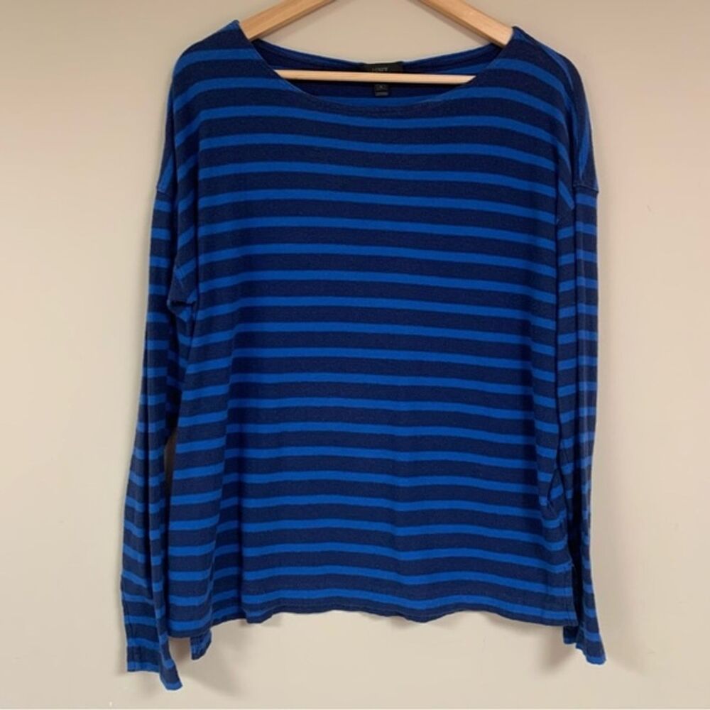 J. Crew Preppy Striped Women’s Large Nautical Long Sleeve Blouse Tee Shirt Top